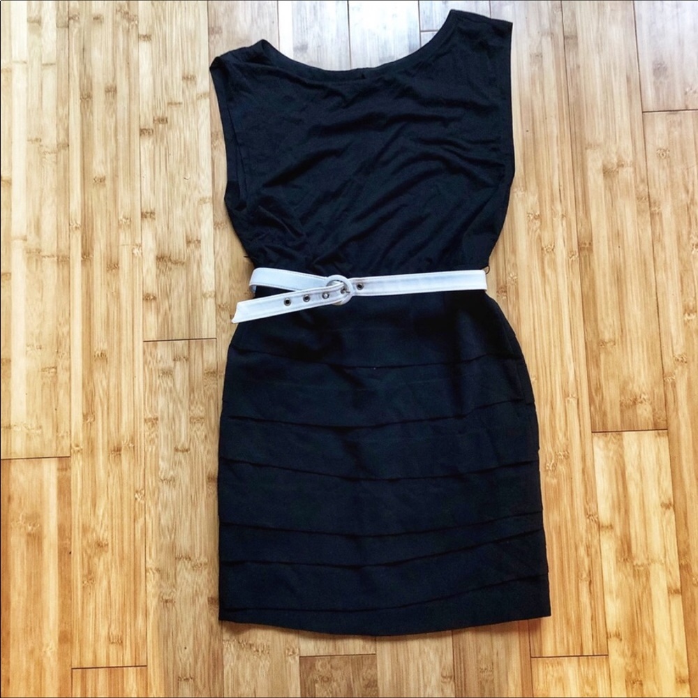 Alice+Olivia belted black dress